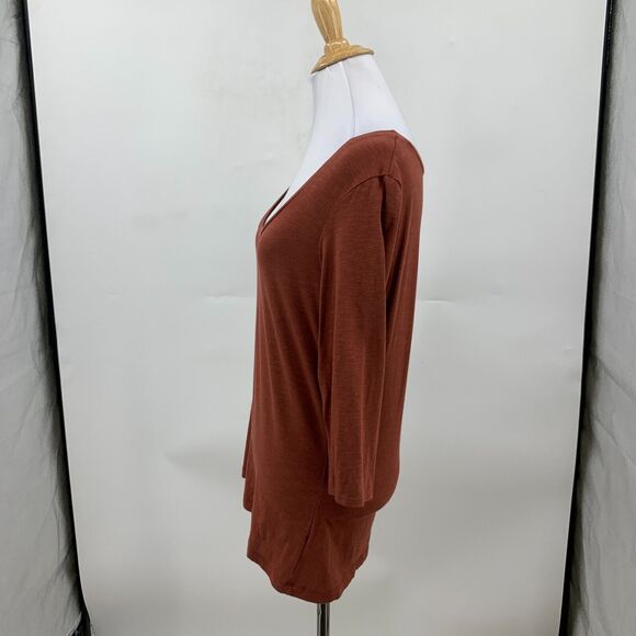 Joie Top Womens S Small Rust Scoop Neck Three Quarter Sleeve Modal Blend Casual - Picture 4 of 10